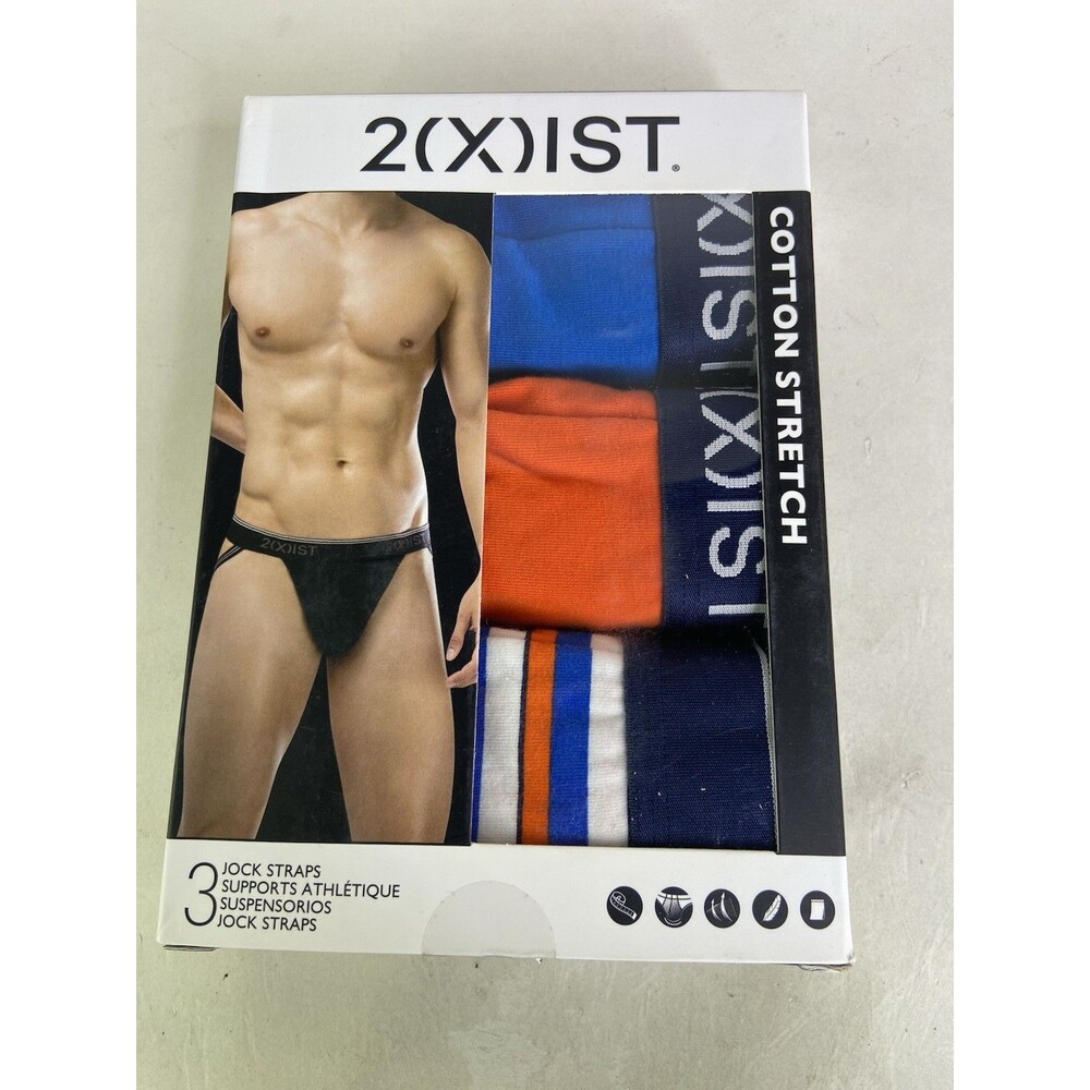 2xist Cotton Stretch 3 Pack Jock Strap Jockstraps Multicolor Mens Size L